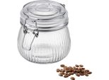 Contenitore In Vetro Lino 500 Ml - Scanalato, Con Clip E Sigillo