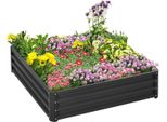 Aiuola Rialzata In Fioriera In Acciaio 120X120X30Cm Per Giardino Terrazza Balcone Grigio, Fioriera Aiuola