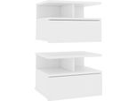 Syfax™ Comodini Pensili 2Pz Bianchi 40X31X27 Cm In Legno Multistrato