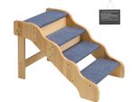 Succebuy Scala Per Animali Domestici 740X430X500 Mm, Scala Pieghevole In Legno A 4 Gradini Per Animali Di Piccola, Media E Grande Taglia, Animali Anziani E Cuccioli Fino A 68 Kg, Scala Per Animali Domestici Per Letti, Divani E Veicoli