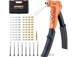 Set Di Pinze Per Dadi Rivettati Vevor 23 Cm, Pinze Rivettatrici Monomano Con 8 Punte E 1 Punta A Gradini E 80 Dadi In Misure Metriche E Sae M3, M4, M5, M6, 6-32, 8-32, 10-24, 1/4-20 Unc, Inclusa Valigetta Di Trasporto