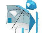 Ombrellone Da Spiaggia Izrielar 210 Cm Con Protezione Uv 50+, Inclinabile Con Picchetto E Borsa Per Il Trasporto, Ombrellone Idrorepellente Per Spiaggia, Giardino E Balcone – Azzurro Cielo