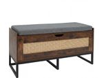 Panca Porta Scarpe Costway Con Seduta Imbottita, Scarpiere In Rattan Con Coperchio Ribaltabile E Ferramenta Di Sicurezza, Panca Fino A 200 Kg, 100 X 35 X 44 Cm