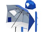 Ombrellone Da Spiaggia Izrielar 210 Cm Con Protezione Uv 50+, Inclinabile Con Picchetto E Borsa Per Il Trasporto, Ombrellone Idrorepellente Per Spiaggia, Giardino E Balcone – Blu