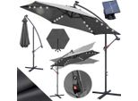 Ombrellone Izrielar 3 M Grigio Con Illuminazione A Led, Ombrellone Da Giardino Con Manovella, Protezione Solare Uv 50+, Inclinabile E Stabile, Incl. Base A Croce, Per Terrazza E Giardino