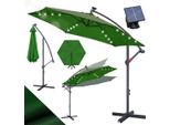 Ombrellone Izrielar 3 M Verde Con Luce Led, Ombrellone Da Giardino Con Manovella, Protezione Uv 50+, Inclinabile, Resistente Al Vento, Base A Croce Inclusa, Ideale Per Giardini E Terrazze