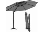 Ombrellone Izrielar Ombrellone A Braccio Laterale 3X3 M Grigio, Ruotabile A 360° E Inclinabile Da 0 A 60°, UV50+ Idrorepellente, Manovella, Struttura In Alluminio, Balcone Giardino Terrazza