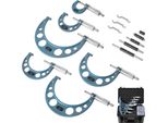 Set Di 4 Micrometri Vevor, Micrometri Con Precisione Di Misurazione Di 0,0001/0,0002 Pollici, Micrometri Per La Lavorazione Dei Metalli E L'ingegneria Meccanica, Con Valigetta Protettiva, 0-1/1-2/2-3/3-4/4-5/5-6 Pollici