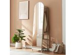 Specchio Guardaroba 2 In 1 "Frenraby"" Specchio A Figura Intera Con Appendiabiti E 2 Ripiani Metallo 165 X 40 X 35 Cm Colore Sabbia"