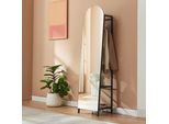 Specchio Guardaroba 2 In 1 "Frenraby"" Specchio A Figura Intera Con Appendiabiti E 2 Ripiani Metallo 165 X 40 X 35 Cm Nero"