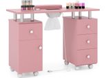 Tavolo Per Manicure Costway Con Aspirazione Elettrica Della Polvere, Tavolo Per Unghie Con 3 Sacchetti Raccoglipolvere, Poggiapolsi E Cassetti, Tavolo Per Salone Di Bellezza Su Rotelle