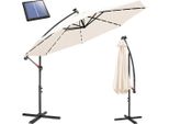 Ombrellone Izrielar 3,5 M Beige Con Luce Led, Ombrellone Da Giardino Con Manovella, Protezione Solare Uv 50+, Inclinabile E Stabile, Incl. Base A Croce