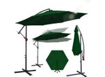 Ombrellone Izrielar 3 M Verde Con Manovella, Protezione Solare Uv 50+, Inclinabile, Telaio In Ferro Stabile, Base A Croce Inclusa, Ideale Per Giardino, Terrazza, Balcone
