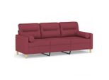 Syfax™ Divano A 3 Posti Con Cuscini Rosso Vino 180 Cm In Tessuto