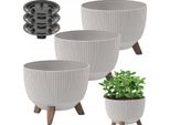 Set Di 3 Vasi Da Fiori Lamela | Roma | Ciotola | Taupe | 29 Cm