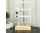 36 Fori Metallo Gioielli Rack Display Stand Orecchini Collana Organizzatore Con Base In Legnobianco