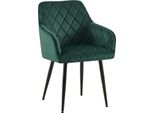 Comoda Sedia Da Pranzo In Velluto - Sedia Elegante, Comfort Duraturo - Struttura Robusta | Colore: Verde | Materiale Del Telaio: Metallo Nero Opaco