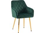Confortevole Sedia Da Pranzo In Velluto - Sedia Elegante, Comfort Duraturo - Struttura Robusta | Colore: Verde | Materiale Della Struttura: Oro Metallizzato