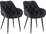 Set Di 2 Sedie Da Pranzo In Velluto - Set Di Sedie - Design Moderno E Comfort | Colore: Nero