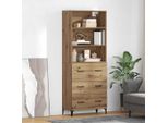 Maison Exclusive - Credenza Alta In Rovere Artigianale 69,5 X 34 X 180 Cm Materiale Ligneo