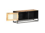 Syfax™ Mobile Porta Tv 90X30X40 Cm In Legno Di Mango Grezzo E Canna