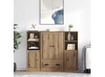 Vidaxl Credenza Con Cassetti 3 Pezzi Materiale Artigianale A Base Di Legno Di Quercia