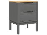 Syfax™ Comodino Floro Grigio 45X39X57 Cm In Legno Massello Di Pino