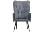 Syfax™ Poltrona Wingback Grigia In Vera Pelle