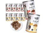 Tuftuf Cibo Umido Per Gatti, Lattina, Bocconcini Di Carne, Pollame E Manzo, 10 X 415 G