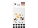 Nicole Asciugamano Da Cucina In Cotone 40 X 60 Cm, Codice Articolo 52387, Api Bianche, Scritta "Bee Happy"""