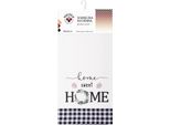 Asciugamano Da Cucina Nicole In Cotone, 40 X 60 Cm, Codice Articolo 52319, Bianco, Bordo A Quadri, Scritta «Home Sweet Home».