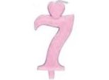 Candela Per Torta A Forma Di Cuore Rosa Numero 7 - 6,5 Cm