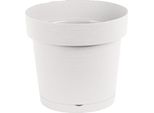 Vaso Da Fiori In Plastica Con Sottovaso Melrose Glamour 25 Cm, Plastica, Bianco Opaco