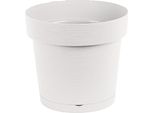 Vaso Da Fiori In Plastica Con Sottovaso Melrose Glamour 29,5 Cm, Plastica, Bianco Opaco