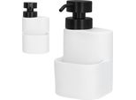 Togo Dispenser Per Detersivo Con Organizer, 500 Ml, Per Spugne Abrasive, Gioielli, Ceramica, Bianco Opaco