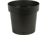 Vaso Da Fiori In Plastica Con Sottovaso Melrose Glamour 20 Cm, Plastica, Colore Antracite, Opaco