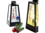Lanterna Dell'avvento A Led Con Pupazzo Di Neve - Lanterna Natalizia Per Bambini - Nera 12,5 Cm
