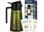 Wellhaus Dosatore Per Olio D'oliva E Spruzzatore 2In1 – Dosatore In Vetro Da 470 Ml Con Protezione Uv, A Tenuta Di Luce, Versatore E Spruzzatore Per Friggitrice Ad Aria Calda, Cucina, Cottura, Frittura, Insalata, Griglia E Barbecue (Nero)
