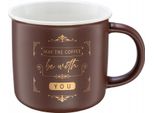 Tazza In Porcellana 380 Ml Marrone Con Scritta Dorata