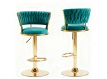 Set Di 2 Sgabelli Da Bar In Velluto Con Schienale, Girevoli A 360°, Regolabili In Altezza, Sgabelli Da Bar Per Cucina E Bar Domestico, Verde