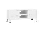 Syfax™ Mobile Tv Industriale Bianco 105X35X42 Cm In Metallo