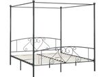 Syfax™ Giroletto Baldacchino Senza Materasso Grigio 180X200 Cm Metallo