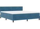 Vidaxl Led Letto A Molle Con Materasso Blu Scuro 180 X 200 Cm In Velluto