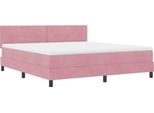 Vidaxl Letto Boxspring Led Con Materasso Led Rosa 180 X 200 Cm Velluto