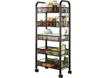 Carrello Portaoggetti Da Cucina, Design A 5 Livelli, Acciaio Al Carbonio Resistente, Nero