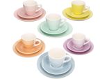 Servizio Da Caffè Spring 18 Pezzi Per 6 Persone, Colorato, Tazze, Piattini, Piatti