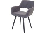 Sedia Da Sala Da Pranzo HWC-A50 Ii, Sedia Da Cucina, Design Retrò Anni '50 ~ Tessuto, Grigio, Gambe Scure