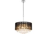 Lampada A Sospensione A Led, Metallo, Cromo, Seta, Vetro, Cristalli