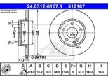 2X Disco Freno Ate 24.0312-0167.1 Per MERCEDES-BENZ Classe A (W169)