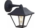 Applique Da Esterno, Lanterna, Alluminio Nero, Vetro Trasparente, H 22,5 Cm
